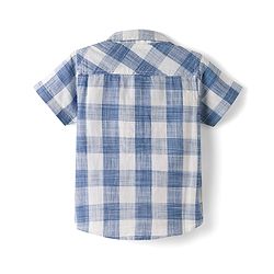 Babyhug Cotton Woven Half Sleeves Checks Shirt With Inner Tee - Blue