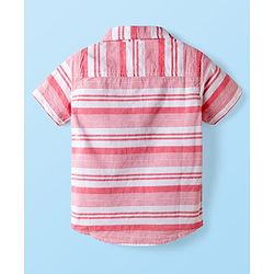 Babyhug Cotton Woven Half Sleeves Striped Shirt - Light Red