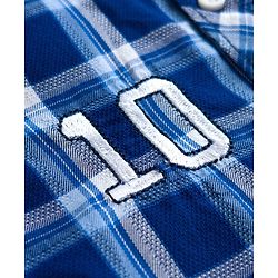 Babyhug Cotton Woven Half Sleeves Mandarin Collar Checked Shirt - Navy Blue