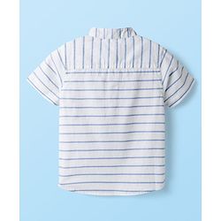 Babyhug Cotton Woven Half Sleeves Mandarin Collar Striped Kurta Shirt - White