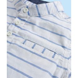 Babyhug Cotton Woven Half Sleeves Mandarin Collar Striped Kurta Shirt - White