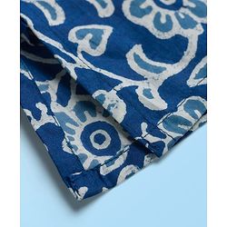 Babyhug Cambric Cotton Woven Full Sleeves Kurta Pajama Set with Floral Print - Blue