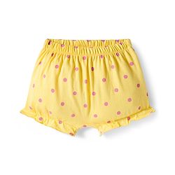 Babyhug 100% Cotton Knit Bloomers with Floral & Polka Dot Print Pack of 3 - Yellow Blue & Pink