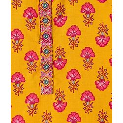 Babyhug Cotton Woven Full Sleeves Cambric Floral Printed Kurta Dhoti Set - Yellow