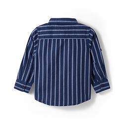 Babyhug Cotton Woven Full Sleeves Striped Shirt with Bow - Navy Blue