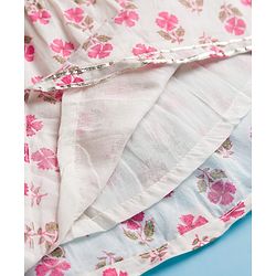 Babyhug Cotton Woven Three Fourth Sleeves Floral Printed Ethnic Dress - White