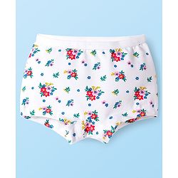 Babyhug  Cotton Lycra Knit Hipster With Floral Print Pack Of 3 - Red Pink & White