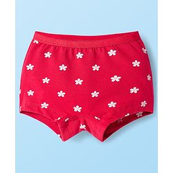 Babyhug  Cotton Lycra Knit Hipster With Floral Print Pack Of 3 - Red Pink & White