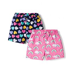 Babyhug Single Jersey Knit Mid Thigh Printed Shorts Pack of 2 - Multicolor