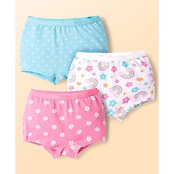 Babyhug  Cotton Lycra Knit Hipster With Polka Dot Print Pack of 3 - Light Blue Pink & White