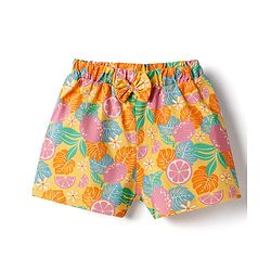 Babyhug Single Jersey Knit Mid Thigh Shorts with Floral Print & Bow Applique Pack of 2 - Multicolor