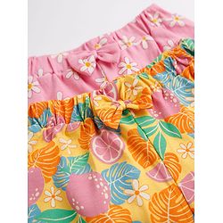 Babyhug Single Jersey Knit Mid Thigh Shorts with Floral Print & Bow Applique Pack of 2 - Multicolor