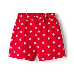 Babyhug Single Jersey Knit Mid Thigh Shorts with Polka Dot Star Print & Bow Applique Pack of 2 - Multicolor