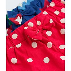 Babyhug Single Jersey Knit Mid Thigh Shorts with Polka Dot Star Print & Bow Applique Pack of 2 - Multicolor