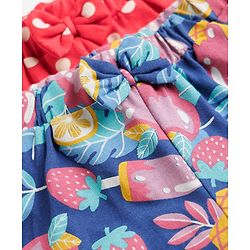 Babyhug Single Jersey Knit Mid Thigh Shorts with Tropical Theme Print & Bow Applique Pack of 2 - Multicolor