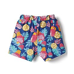 Babyhug Single Jersey Knit Mid Thigh Shorts with Tropical Theme Print & Bow Applique Pack of 2 - Multicolor