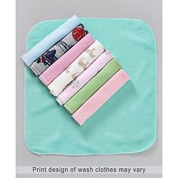Babyhug Wash Clothes Plain & Printed Multi Colour - Pack of 8