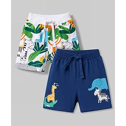 Babyhug Single Jersey Knit Mid Thigh Printed Shorts Pack of 2 - Multicolor