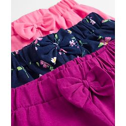 Babyhug Single Jersey Knit Mid Thigh Floral Printed Shorts With Bow Applique Pack Of 3 - Multicolor