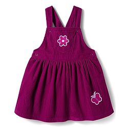 Babyhug Cotton Woven Half Sleeves Pinafore Frock with Inner Tee & Little and Loved Print - Light Purple & Wine