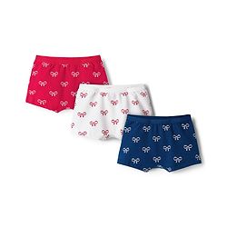 Babyhug Cotton Lycra Knit Hipster With Bow Print Pack Of 3 - Navy Blue Red & White