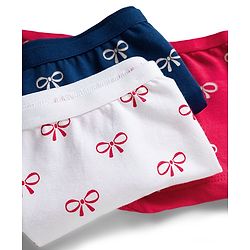Babyhug Cotton Lycra Knit Hipster With Bow Print Pack Of 3 - Navy Blue Red & White