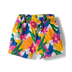 Babyhug Single Jersey Knit Mid Thigh Floral Printed Shorts with Bow Applique Pack of 3 - Multicolor