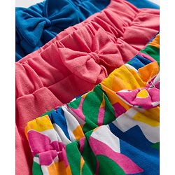 Babyhug Single Jersey Knit Mid Thigh Floral Printed Shorts with Bow Applique Pack of 3 - Multicolor