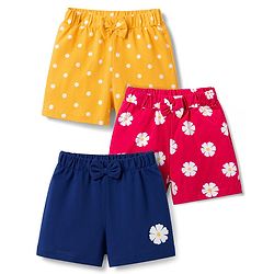 Babyhug Single Jersey Knit Mid Thigh Printed Shorts Pack of 3 - Multicolor