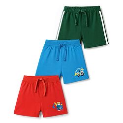 Babyhug Single Jersey Knit Mid Thigh Shorts With Vehicle Print Pack of 3 - Multicolor