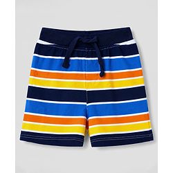 Babyhug 100% Cotton Single Jersey Knit Mid Thigh Nautical Theme Printed & Striped Shorts Pack of 3 - Multicolor