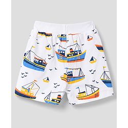 Babyhug 100% Cotton Single Jersey Knit Mid Thigh Nautical Theme Printed & Striped Shorts Pack of 3 - Multicolor