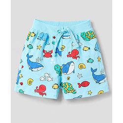 Babyhug Single Jersey Knit Mid Thigh Striped & Sea Life Printed Shorts Pack Of 3 - Multicolor