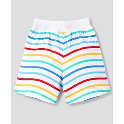 Babyhug Single Jersey Knit Mid Thigh Striped & Sea Life Printed Shorts Pack Of 3 - Multicolor