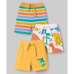 Babyhug Single Jersey Knit Mid Thigh Printed Shorts Pack of 3 - Multicolor
