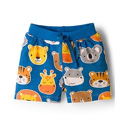 Babyhug Single Jersey Knit Mid Thigh Shorts with Animal Print Pack of 3 - Multicolor