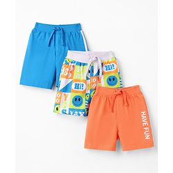 Babyhug Single Jersey Knit Mid Thigh Solid & Printed Shorts Pack of 3 - Multicolor