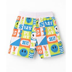 Babyhug Single Jersey Knit Mid Thigh Solid & Printed Shorts Pack of 3 - Multicolor