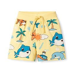 Babyhug Single Jersey Knit Mid Thigh Striped & Printed Shorts Pack of 3 - Multicolor