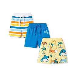Babyhug Single Jersey Knit Mid Thigh Striped & Printed Shorts Pack of 3 - Multicolor