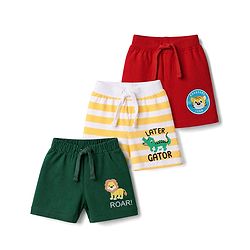 Babyhug Single Jersey Knit Mid Thigh Shorts with Animal Print Pack of 3 - Multicolor