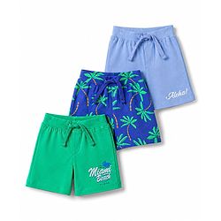 Babyhug Single Jersey Knit Mid Thigh Printed Shorts Pack of 3 - Multicolor