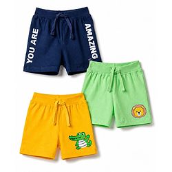 Babyhug Single Jersey Knit Mid Thigh Printed Shorts Pack of 3 - Multicolor