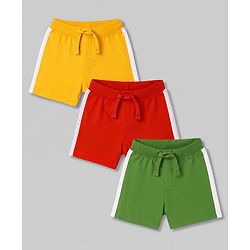 Babyhug Single Jersey Knit Mid Thigh Solid Shorts Pack Of 3 - Multicolor