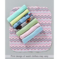 Babyhug Wash Clothes Plain & Printed Pack of 8 (Colour & Print May Vary)