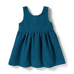 Babyhug 100% Cotton Woven Floral Embroidered Frock With Inner Tee - Navy Blue & Pink