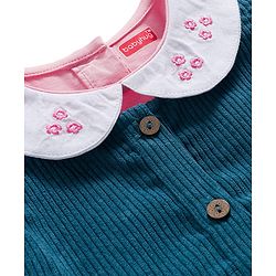 Babyhug 100% Cotton Woven Floral Embroidered Frock With Inner Tee - Navy Blue & Pink