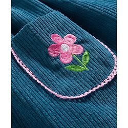 Babyhug 100% Cotton Woven Floral Embroidered Frock With Inner Tee - Navy Blue & Pink