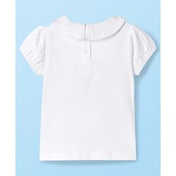 Babyhug 100% Cotton Woven Half Sleeves Knee Length Frock With Floral Embroidered Inner Tee - Green