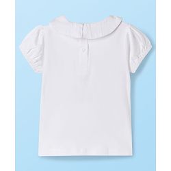 Babyhug 100% Cotton Woven Half Sleeves Knee Length Frock With Floral Embroidered Inner Tee - Green